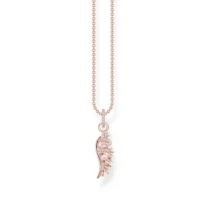 Thomas Sabo Rose Gold Plated Sterling Silver Phoenix Wing Pink Stones Necklace D