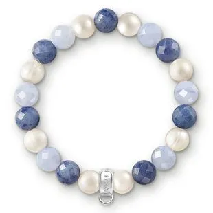 Thomas Sabo Silver Chalcedony Dumortierite Pearl Bracelet 15.5cm D