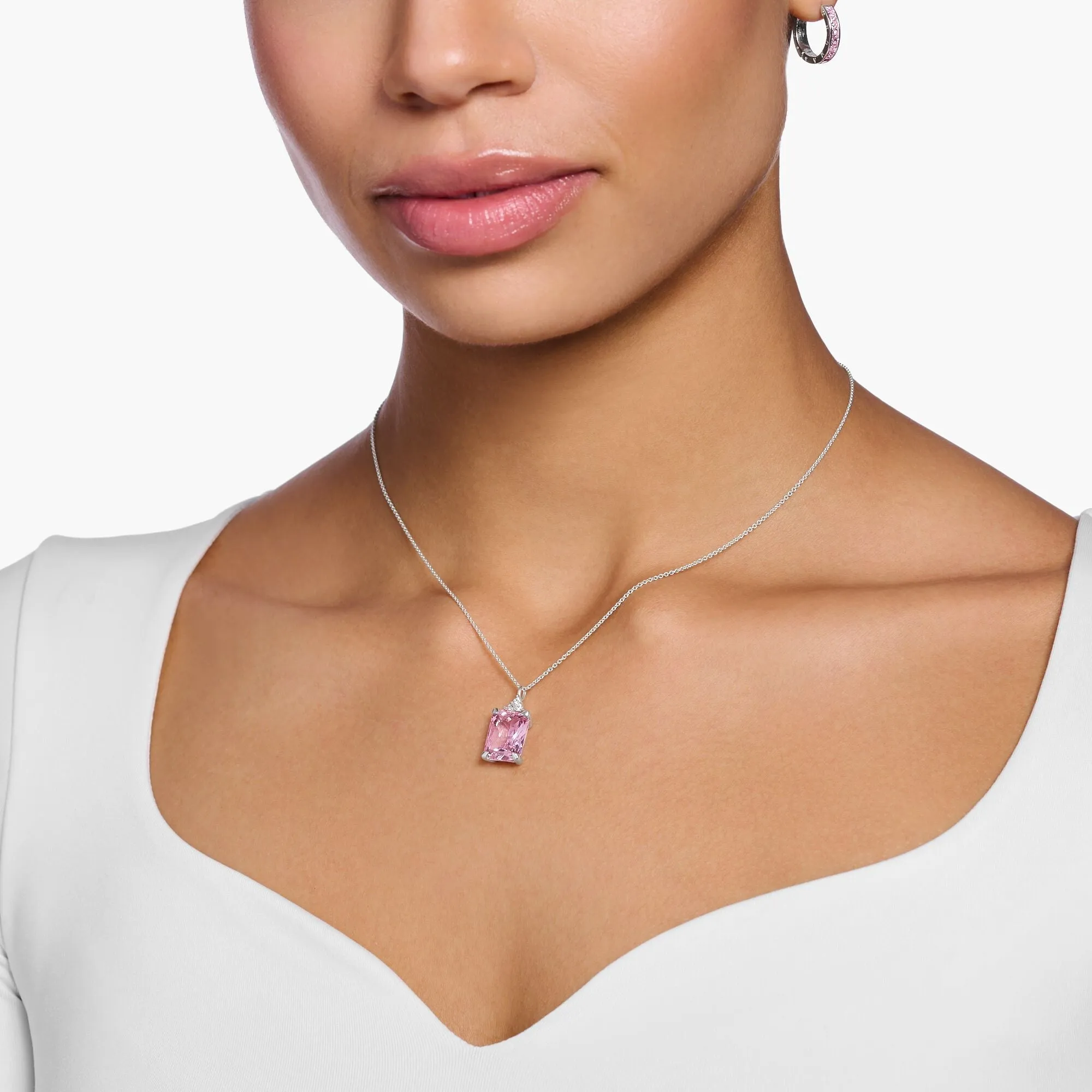 Thomas Sabo Sterling Silver Pink Stones Necklace