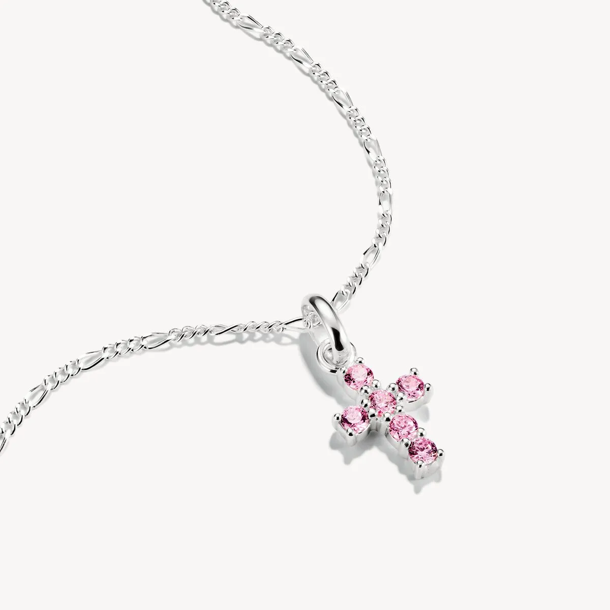 Thomas Sabo Sterling Silver Pink Zirconia Cross Connect Charm