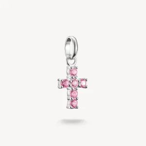 Thomas Sabo Sterling Silver Pink Zirconia Cross Connect Charm
