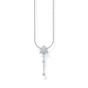 Thomas Sabo Sterling Silver Snowflake White Stones Necklace D