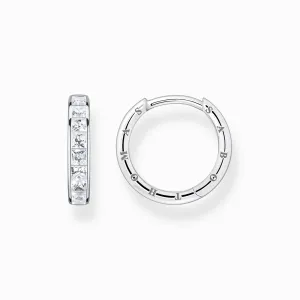 Thomas Sabo Sterling Silver White Stone Hoop Earrings
