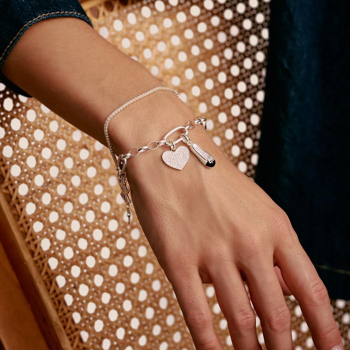 Thomas Sabo Sterling Silver White Zirconia Pav-Heart Connect Charm