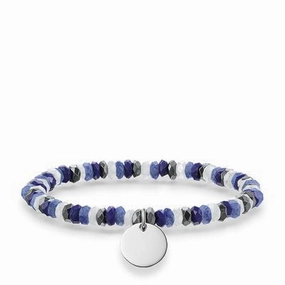 Thomas Sabo Bracelet Love Bridge Dumortierite Jade Haematite Lapis Lazuli Silver 15.5cm