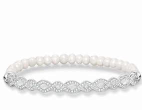 Thomas Sabo Bracelet Love Bridge White Peart Zirconia Pave Silver 17.5cm