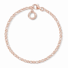 Thomas Sabo Charm Club Rose Gold Plated Belcher Charm Bracelet - Large (18.5cm)