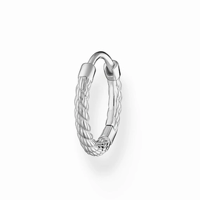 Thomas Sabo Charm Club Sterling Silver Rope Single Hoop Earring