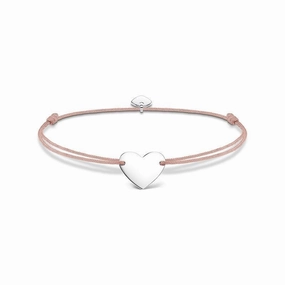 Thomas Sabo Charm Club Sterling Silver Textile Little Secret Heart Bracelet