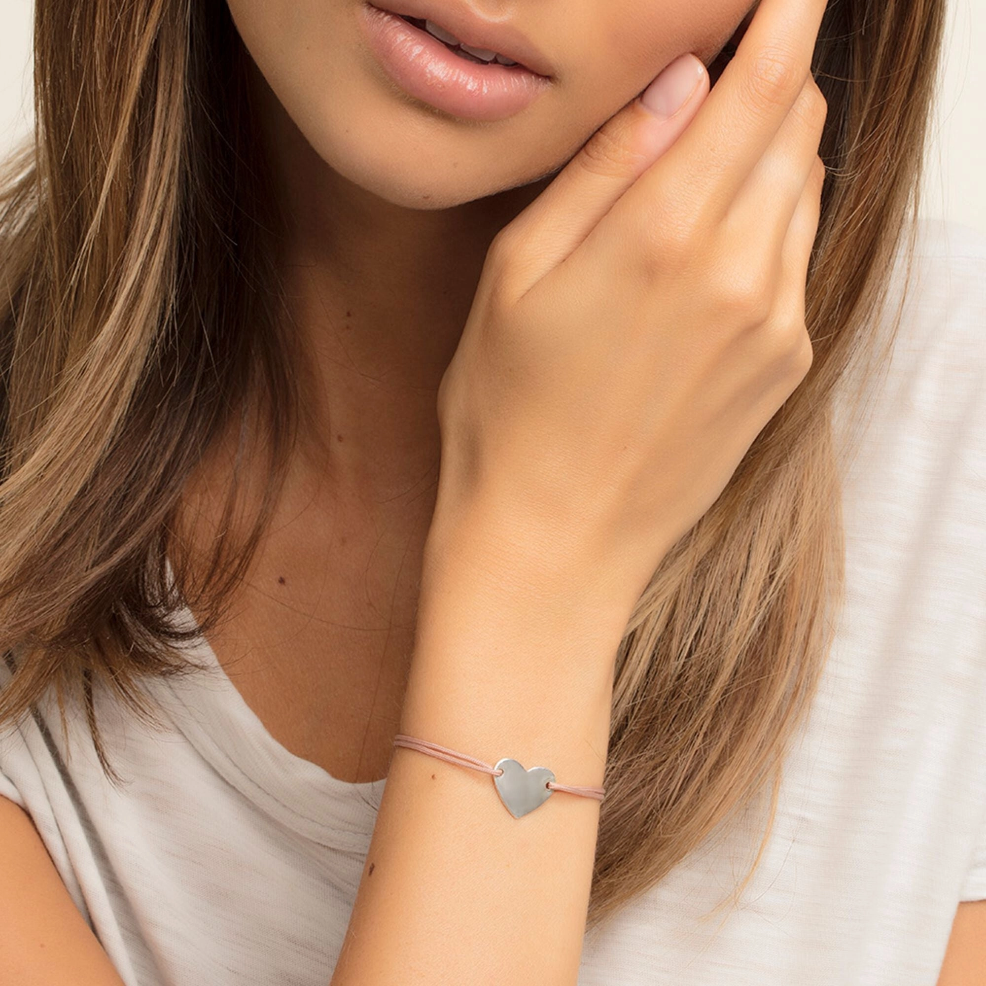 Thomas Sabo Charm Club Sterling Silver Textile Little Secret Heart Bracelet