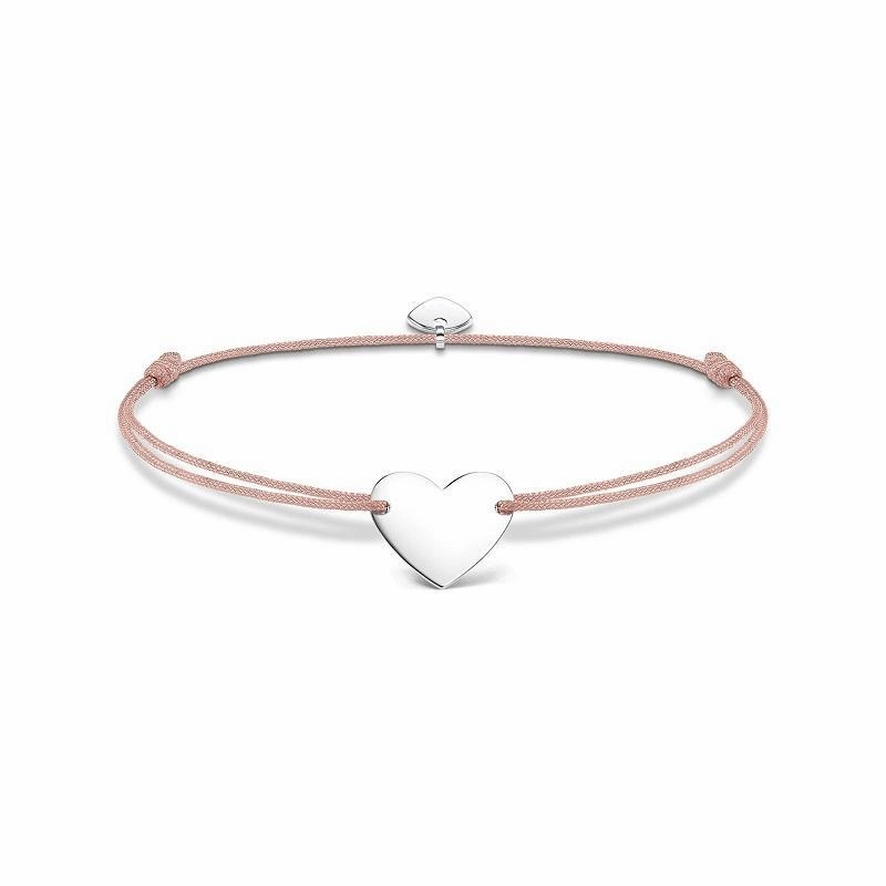 Thomas Sabo Charm Club Sterling Silver Textile Little Secret Heart Bracelet