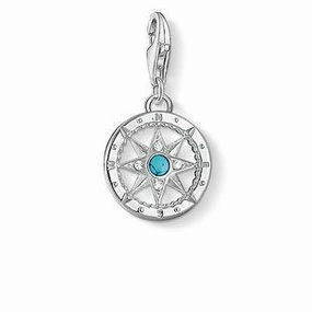 Thomas Sabo Charm Club Sterling Silver Turquoise Compass Charm