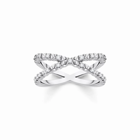 Thomas Sabo Charm Club Sterling Silver White CZ X Shape Ring