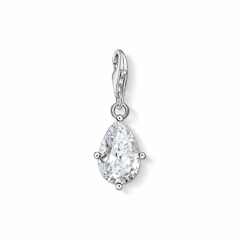 Thomas Sabo Charm Club Sterling Silver White Stone Droplet Charm Pendant