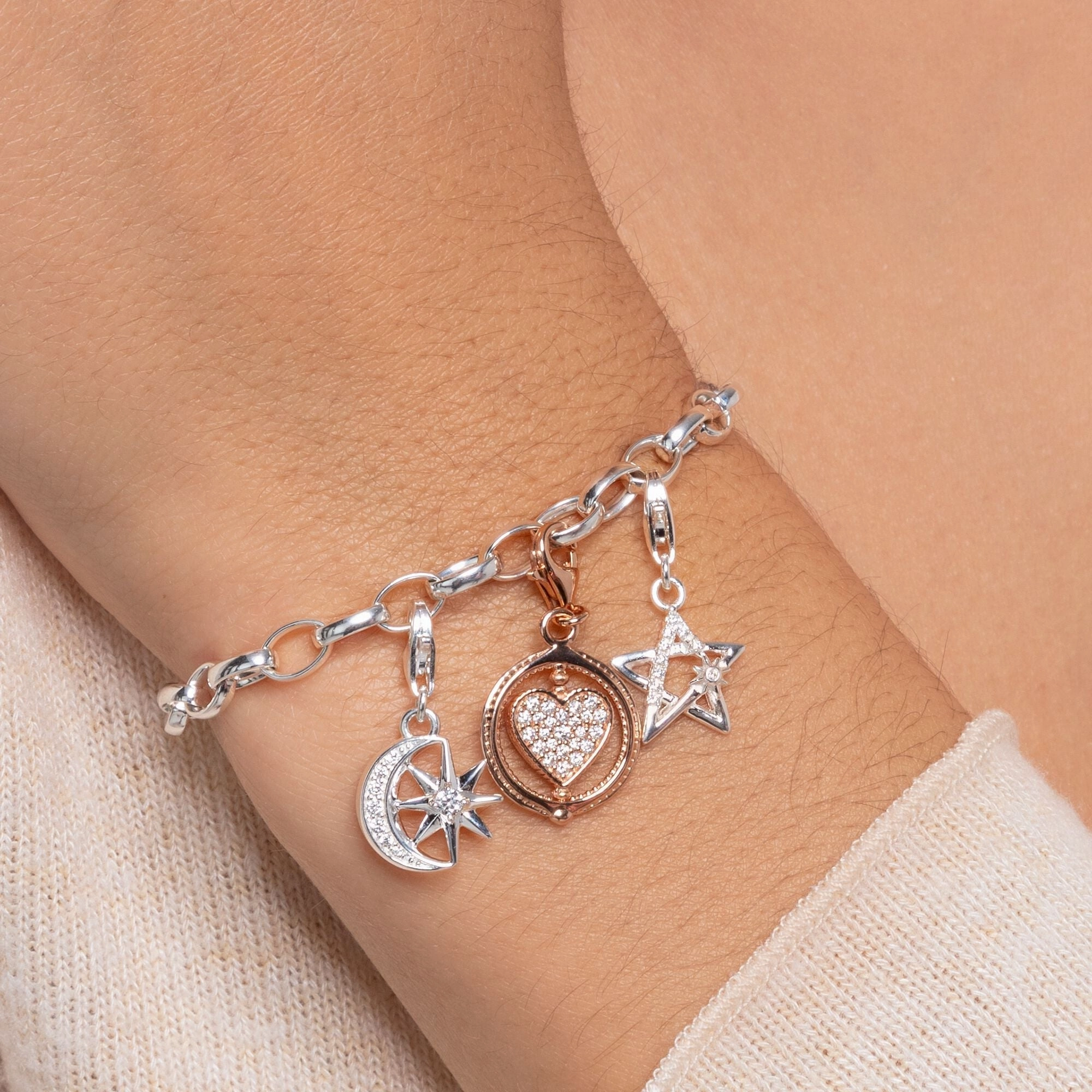 Thomas Sabo Charm Club Sterling Silver White Stone Star Charm D