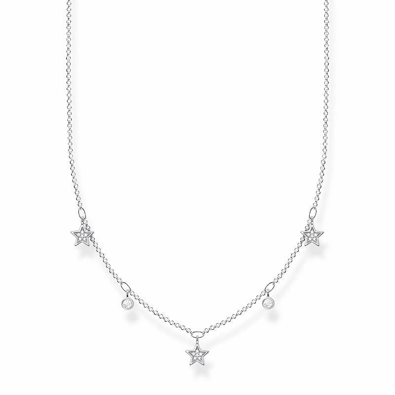 Thomas Sabo Charm Club Sterling Silver White Stones Stars Necklace