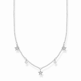 Thomas Sabo Charm Club Sterling Silver White Stones Stars Necklace