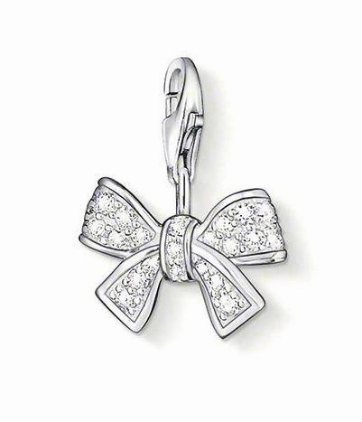 Thomas Sabo Charm Club Sterling Silver White Zirconia Bow Charm