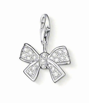 Thomas Sabo Charm Club Sterling Silver White Zirconia Bow Charm