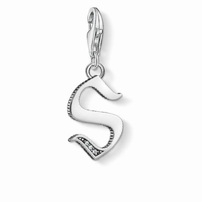 Thomas Sabo Charm Club Sterling Silver White Zirconia Letter S Charm