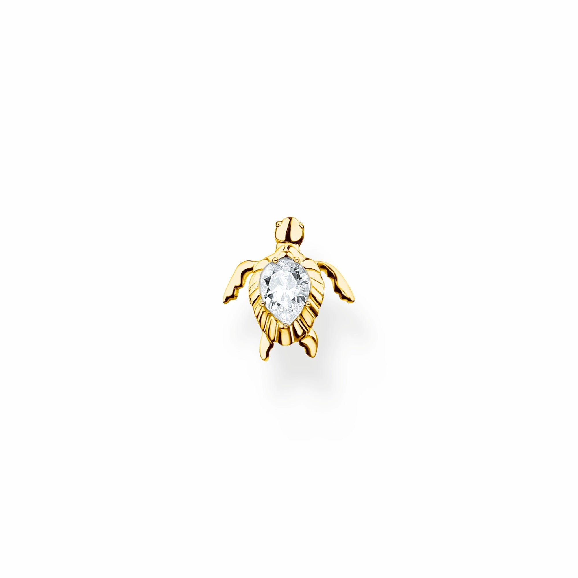 Thomas Sabo Charm Club Yellow Gold Plated Sterling Silver Turtle Single Ear Stud