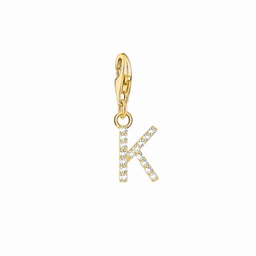 Thomas Sabo Charmista Gold Plated Sterling Silver Letter K Charm Pendant