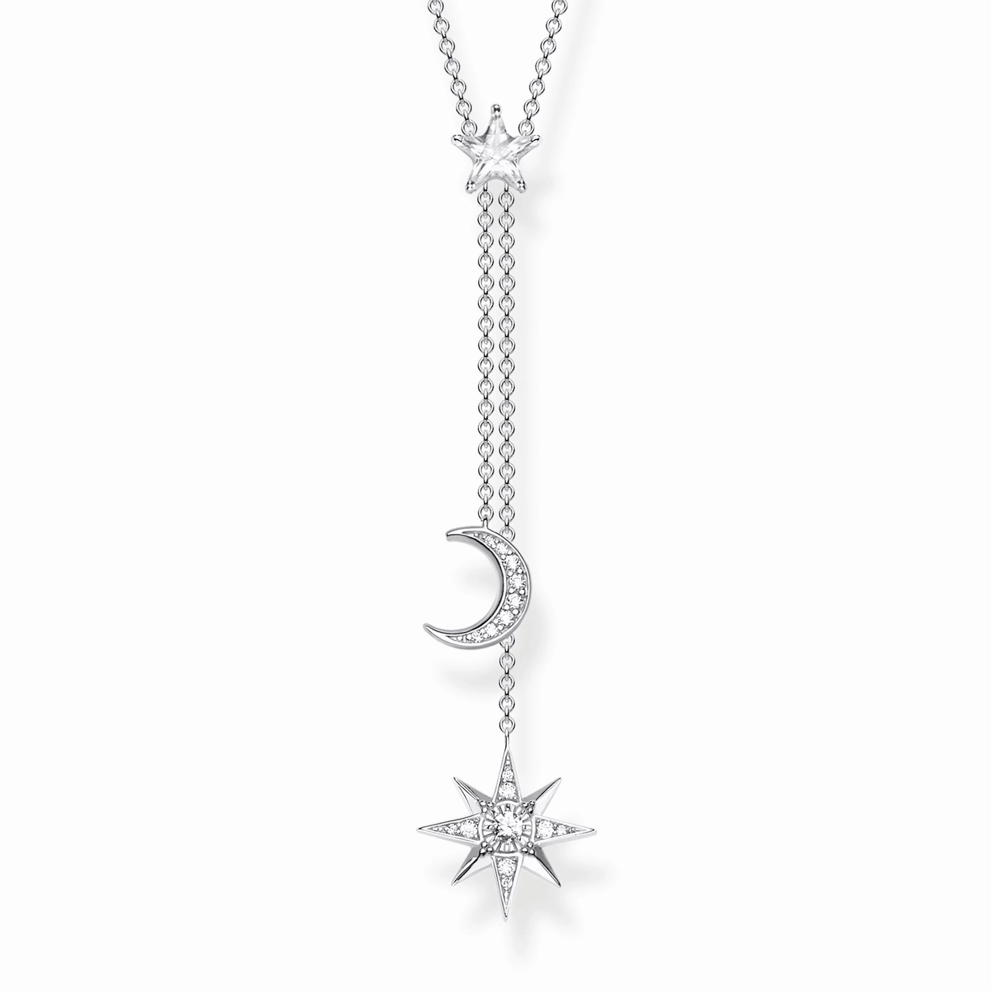 Thomas Sabo Glam & Soul Sterling Silver CZ Magic Stars Drop Necklace