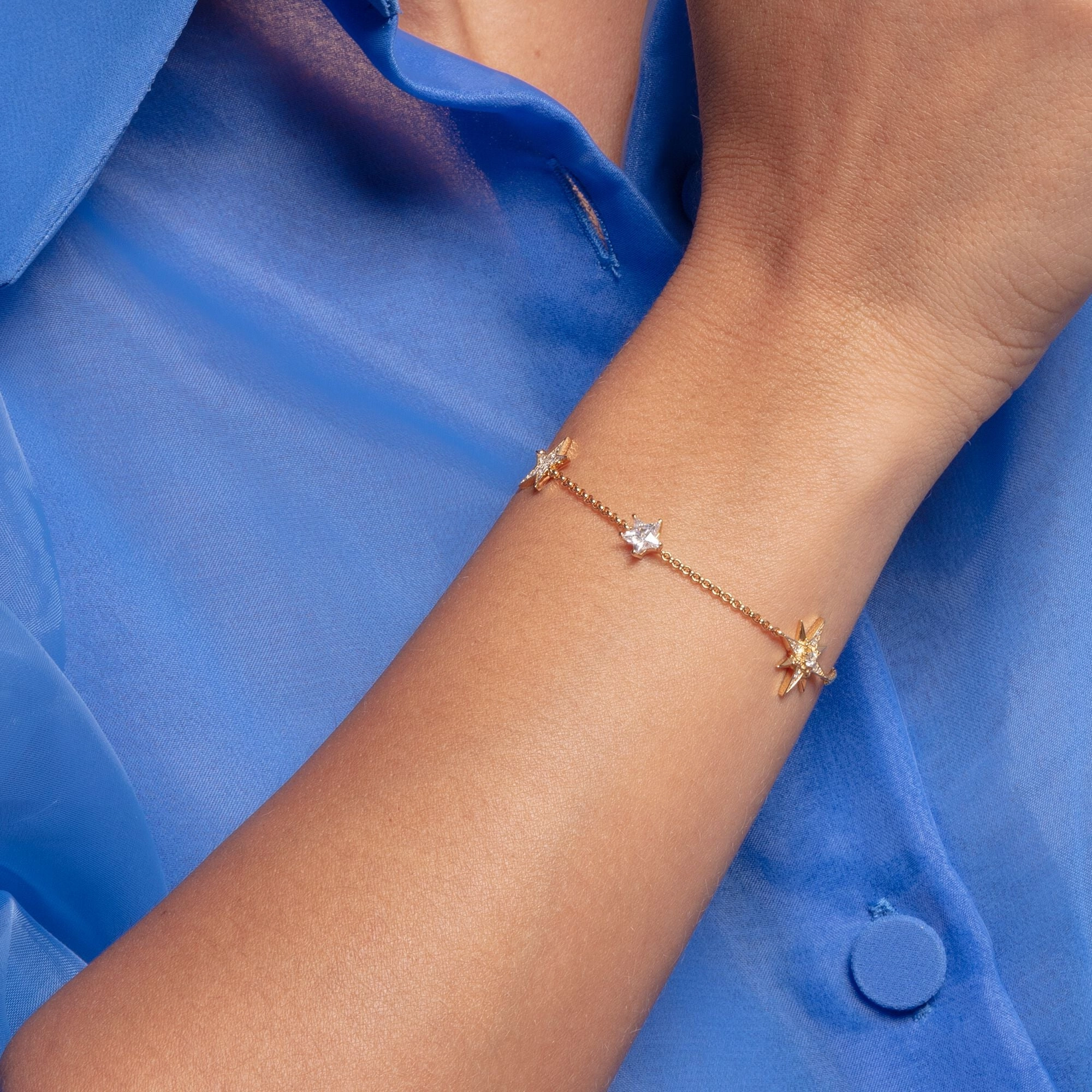 Thomas Sabo Glam & Soul Yellow Gold Plated Silver CZ Magic Stars Bracelet