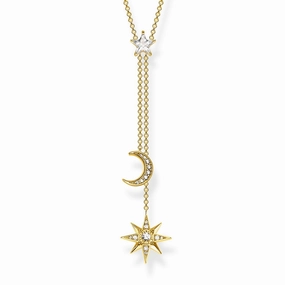 Thomas Sabo Glam & Soul Yellow Gold Plated Silver CZ Magic Stars Drop Necklace
