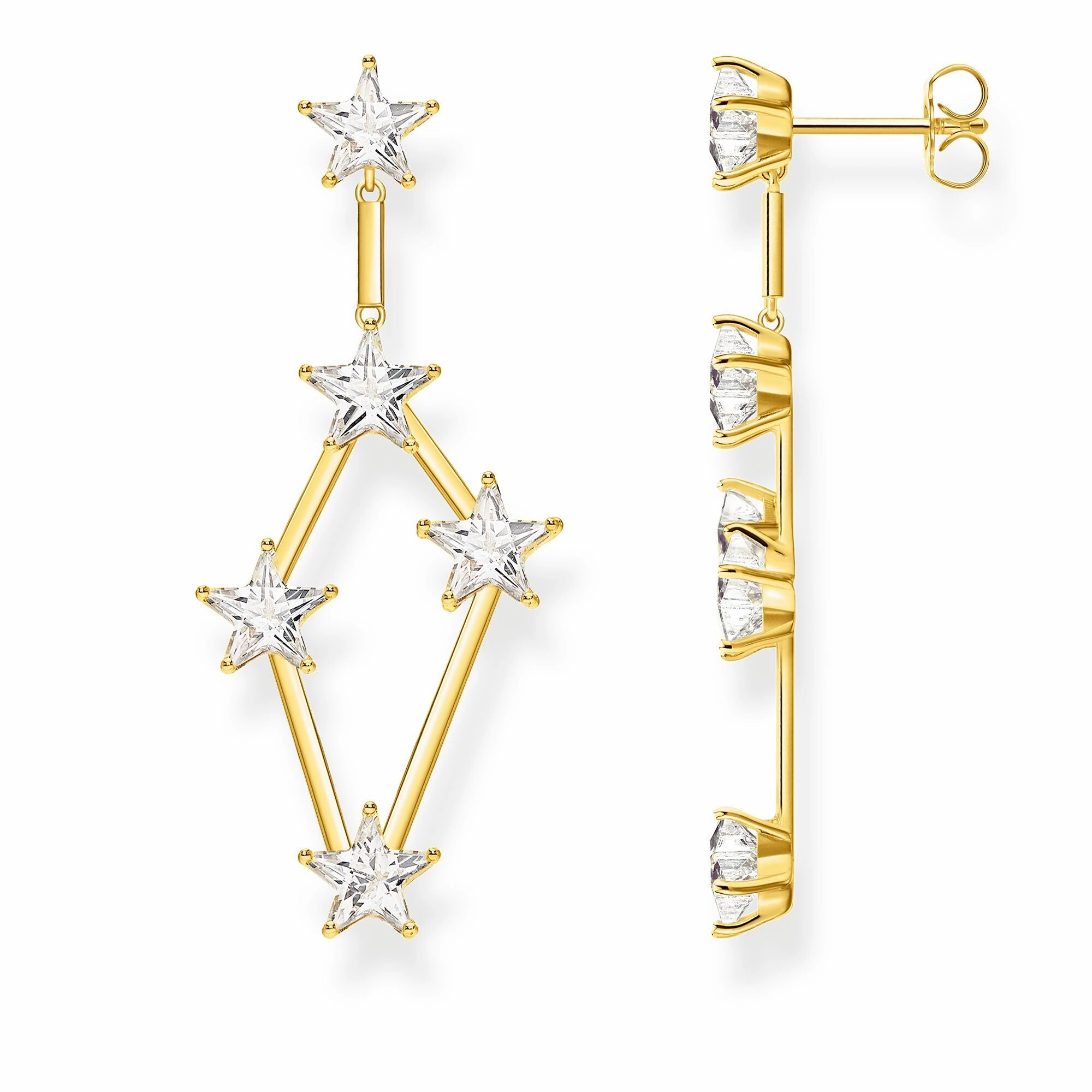 Thomas Sabo Glam & Soul Yellow Gold Vermeil CZ Stars Drop Earrings