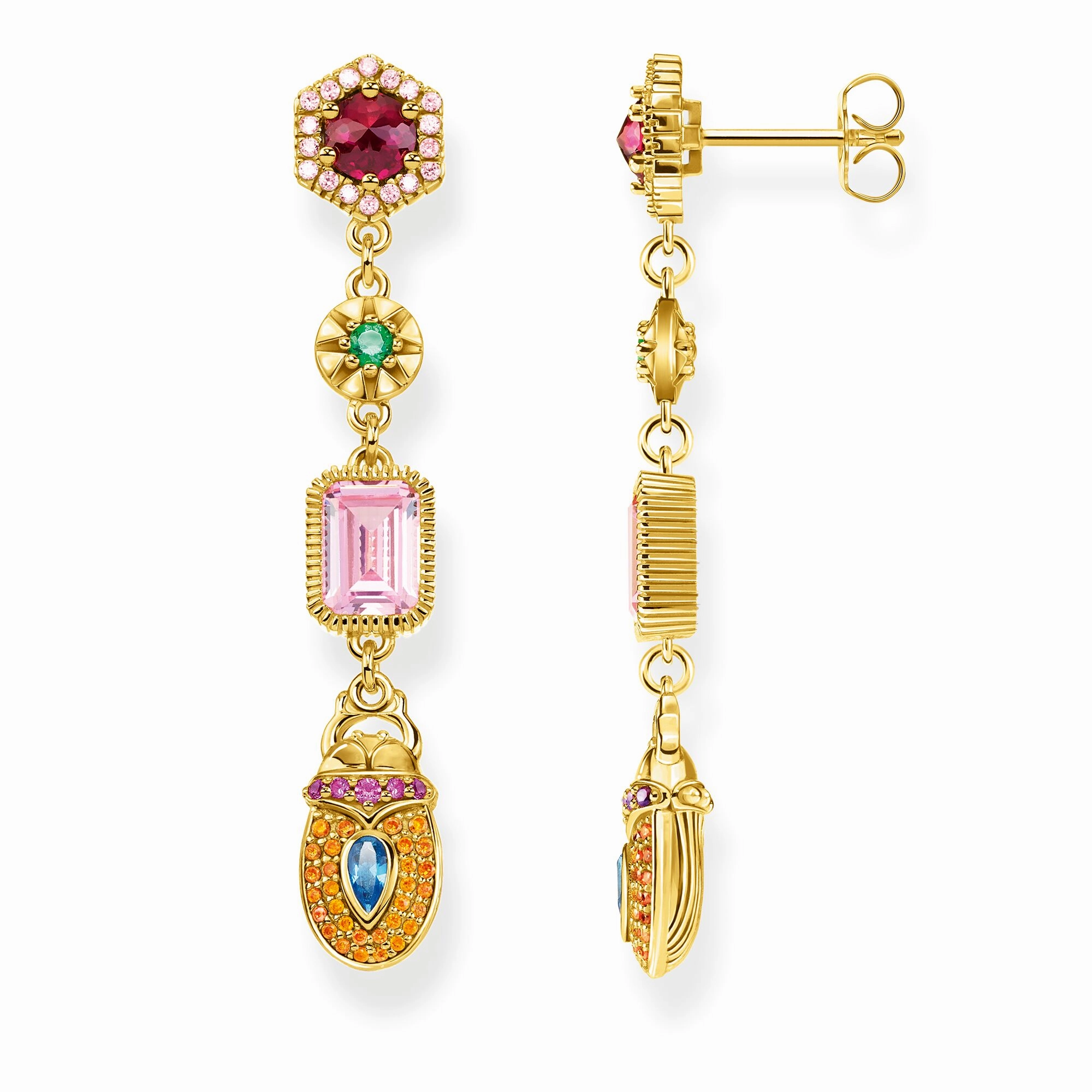 Thomas Sabo Glam & Soul Yellow Gold Vermeil Scarab Drop Earrings