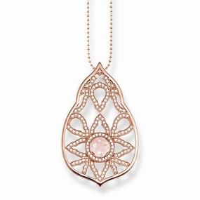 Thomas Sabo Glam And Soul Rose Gold Rose Quartz Zirconia Necklace D