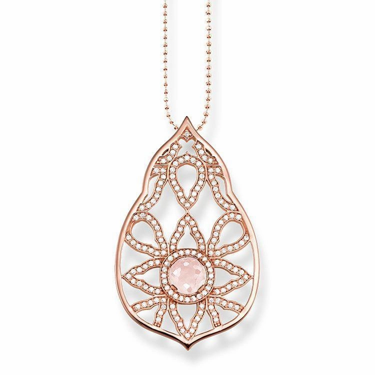 Thomas Sabo Glam And Soul Rose Gold Rose Quartz Zirconia Necklace D