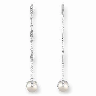 Thomas Sabo Glam And Soul Sterling Silver White Zirconia Freshwater Pearl Earrings
