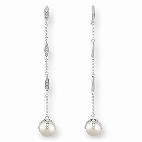 Thomas Sabo Glam And Soul Sterling Silver White Zirconia Freshwater Pearl Earrings