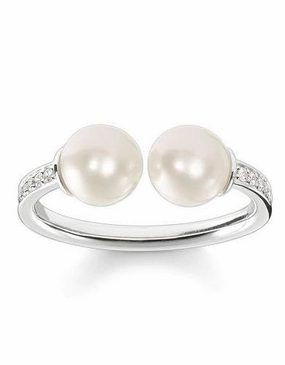 Thomas Sabo Glam And Soul Sterling Silver White Zirconia Pearl Ring D