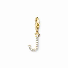 Thomas Sabo Gold Plated Sterling Silver Charmista CZ Letter "J" Charm