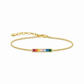 Thomas Sabo Gold Plated Sterling Silver Colourful Stone Bracelet