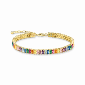 Thomas Sabo Gold Plated Sterling Silver Tennis Colourful Stone Bracelet