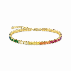 Thomas Sabo Gold Plated Sterling Silver Tennis Colourful Stone Bracelet