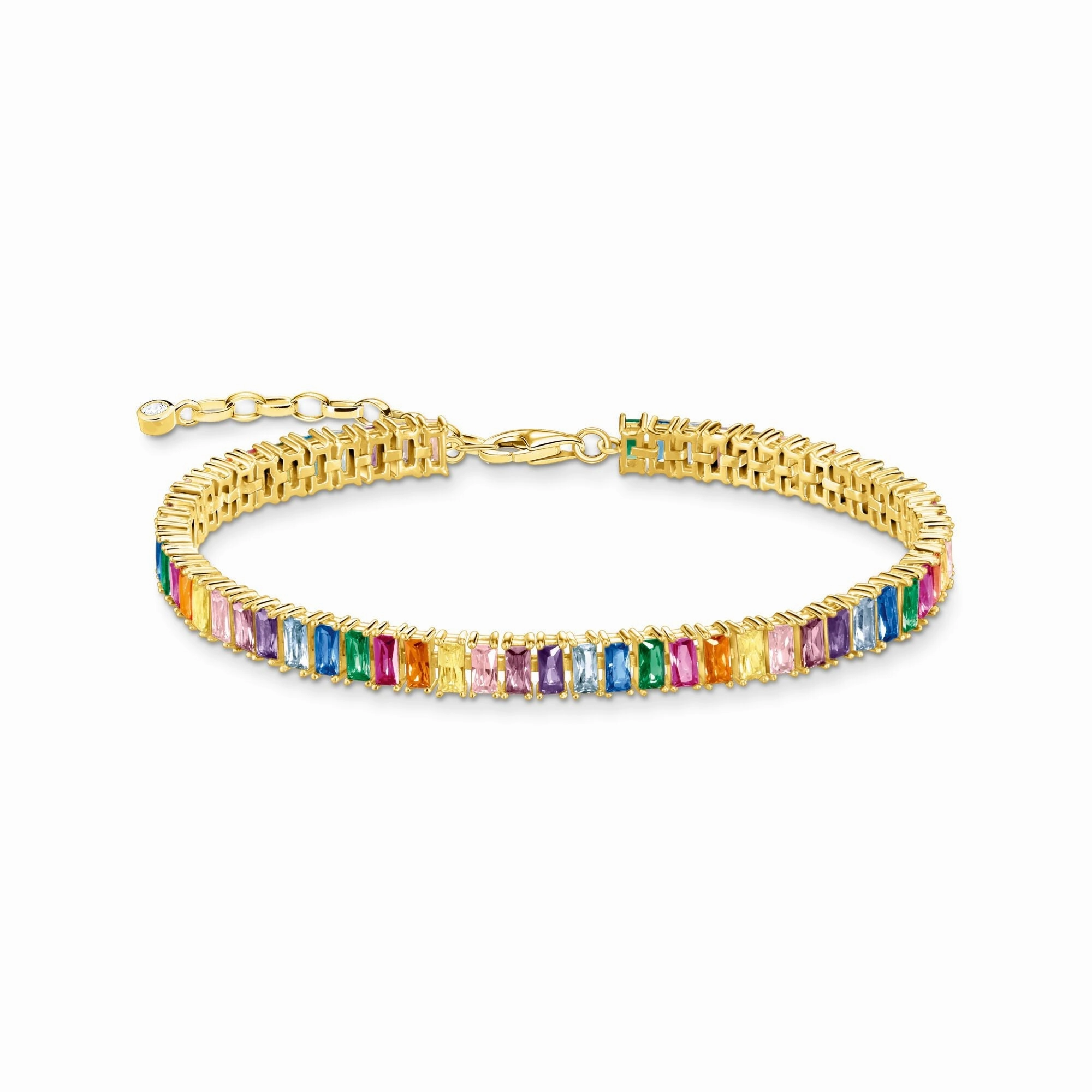 Thomas Sabo Gold Plated Sterling Silver Tennis Colourful Stone Bracelet