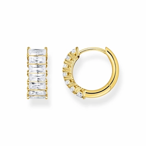 Thomas Sabo Heritage Gold Plated sterling Silver Wide Baguette CZ Ea