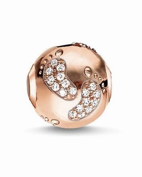Thomas Sabo Karma Beads Rose Gold White Zirconia Baby Footprint Charm D