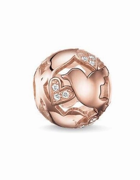 Thomas Sabo Karma Beads Rose Gold White Zirconia Love Birds Charm D