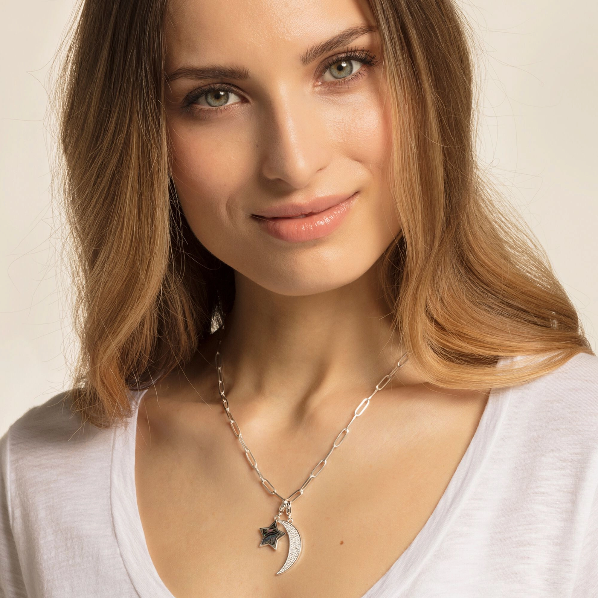 Thomas Sabo Moon Pav Pendant Charm