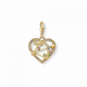 Thomas Sabo Multicoloured Gold Cupids Arrow Pendant Charm