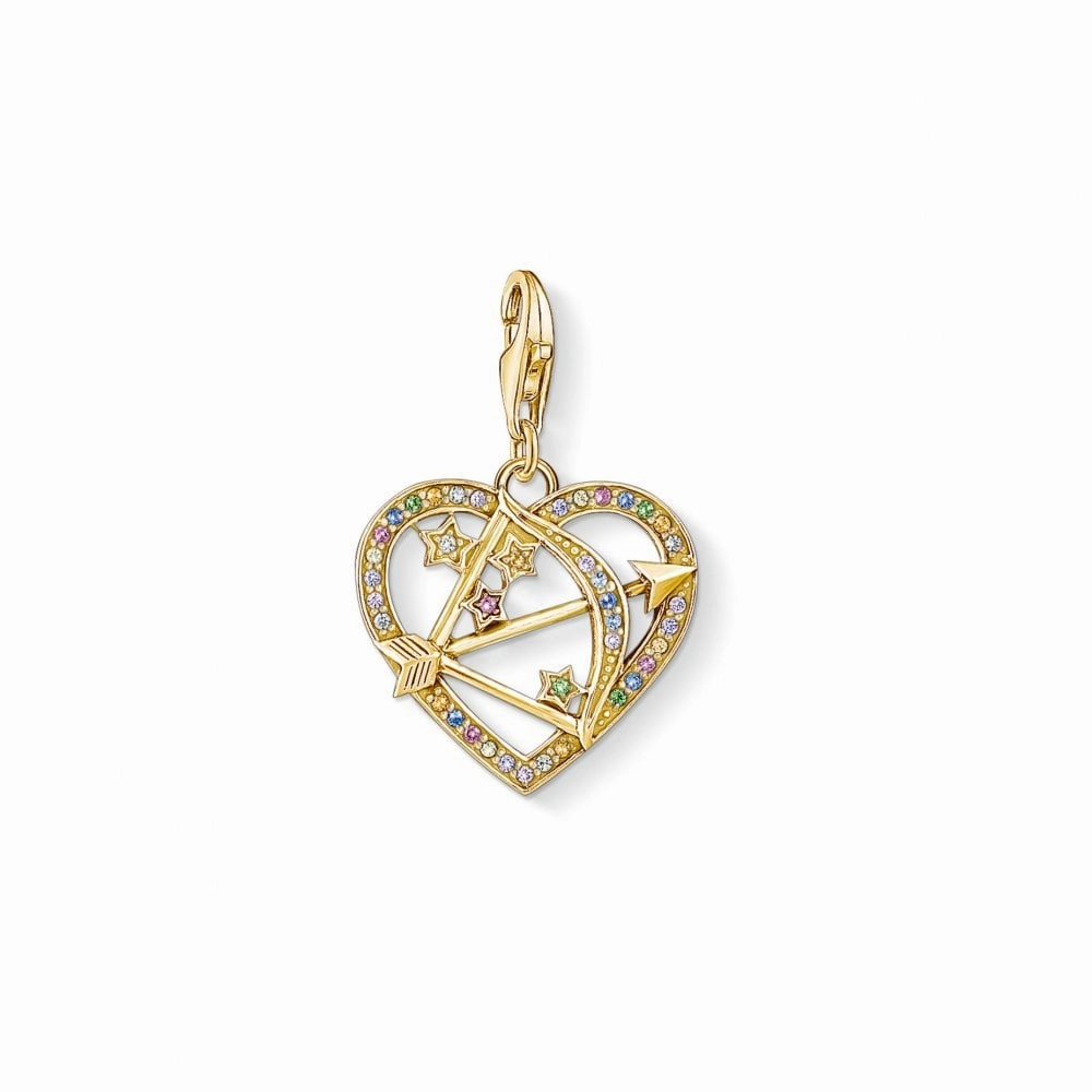 Thomas Sabo Multicoloured Gold Cupids Arrow Pendant Charm