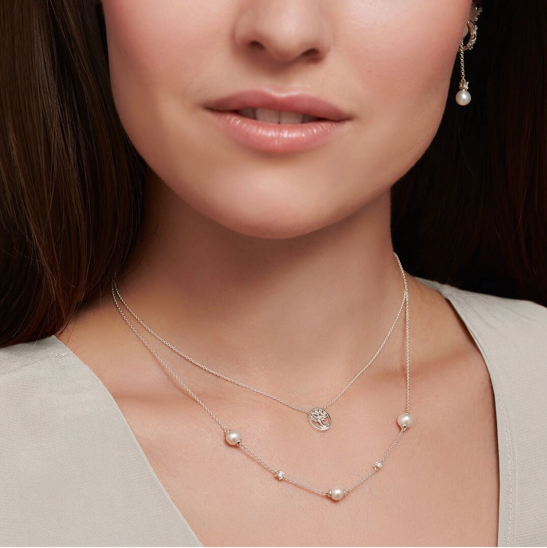 Thomas Sabo Pearl and White Stone Necklace