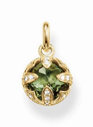 Thomas Sabo Pendant Glam & Soul Purity of Lotus Green Synthetic Spinel Yellow Gold