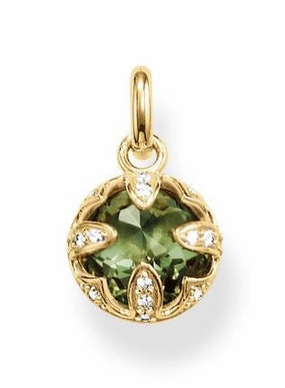 Thomas Sabo Pendant Glam & Soul Purity of Lotus Green Synthetic Spinel Yellow Gold